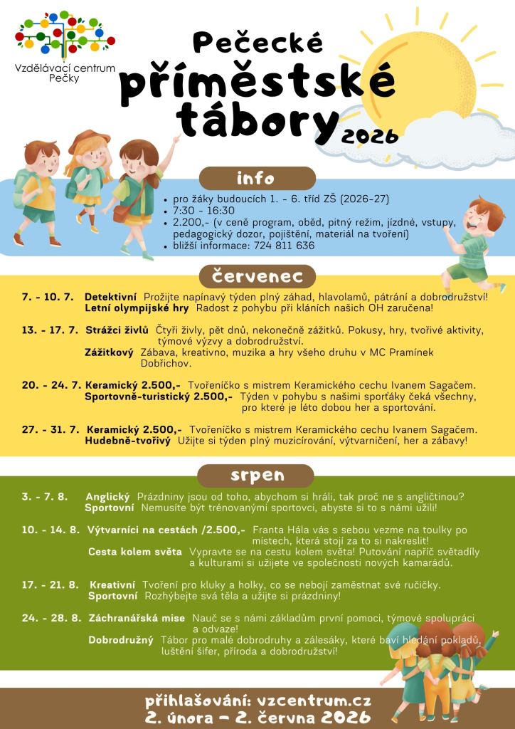 Propozice k příměstským táborům 2026